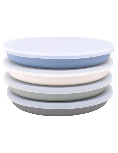 Set de 4 Platos de Bambú WeeSprout con Tapa Silicona