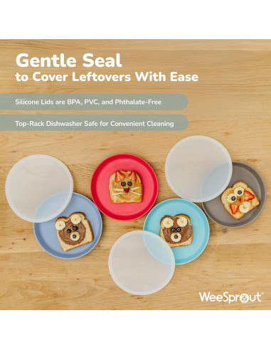 Set de 4 Platos de Bambú WeeSprout con Tapa Silicona