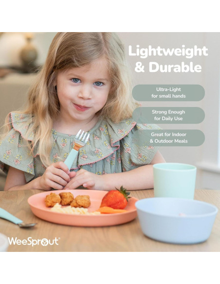 Set de 4 Platos de Bambú WeeSprout con Tapa Silicona