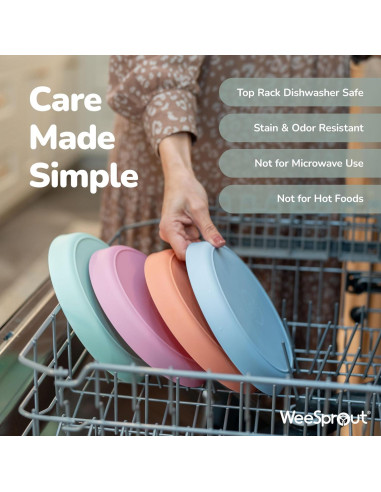 Set de 4 Platos de Bambú WeeSprout con Tapa Silicona