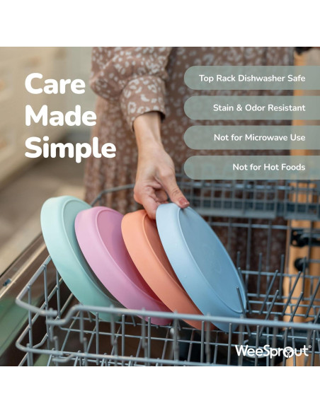 Set de 4 Platos de Bambú WeeSprout con Tapa Silicona