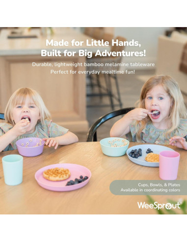 Set de 4 Platos de Bambú WeeSprout con Tapa Silicona