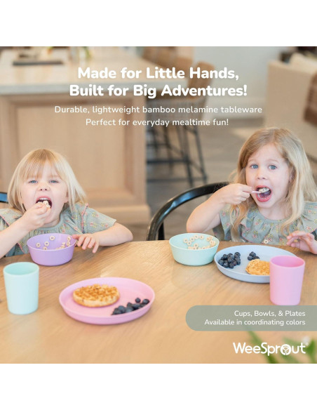 Set de 4 Platos de Bambú WeeSprout con Tapa Silicona