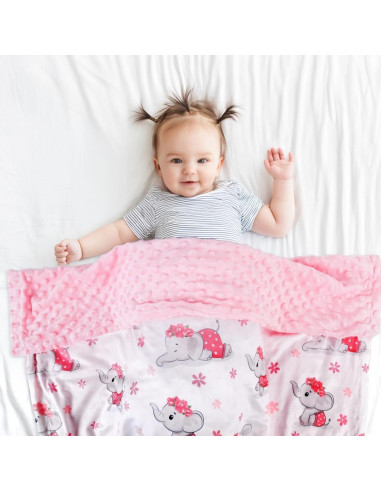 Manta de Bebé Niña FIGEPO Doble Capa Suave 76x102 cm Elefante