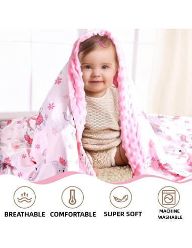 Manta de Bebé Niña FIGEPO Doble Capa Suave 76x102 cm Elefante