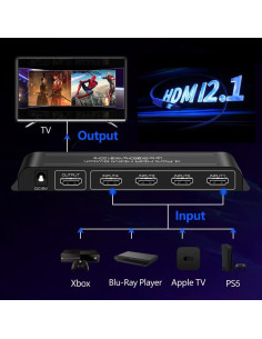 Conmutador HDMI 2.1 iArkPower 4 en 1 8K 60Hz 4K 120Hz 2