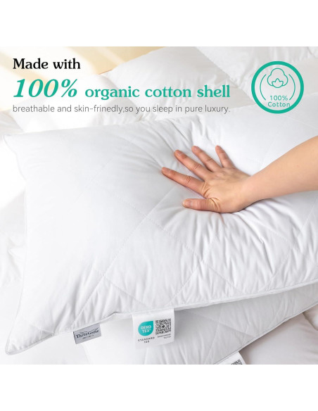 Almohada de Plumas de Ganso Tres Gansos Reina 600 Hilos