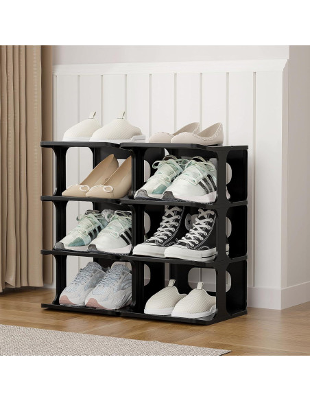 Estante Vertical Estrecho para Zapatos HAIXIN 7 Niveles Negro