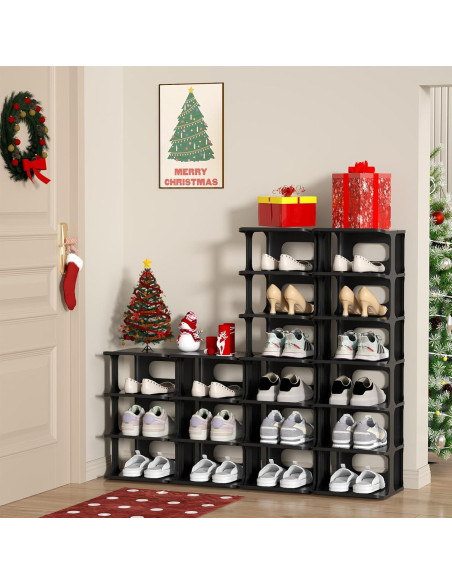 Estante Vertical Estrecho para Zapatos HAIXIN 7 Niveles Negro