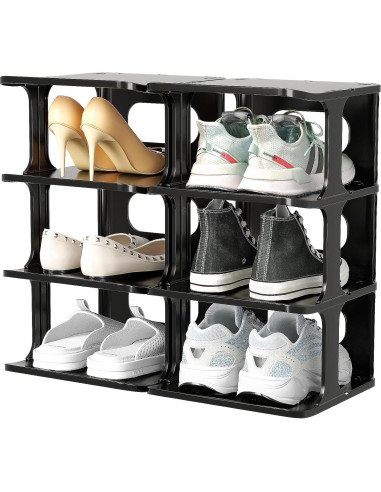 Estante Vertical Estrecho para Zapatos HAIXIN 7 Niveles Negro