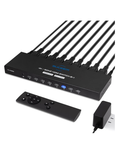 Conmutador HDMI 8 en 1 Suceem 4K 60Hz con Control Remoto