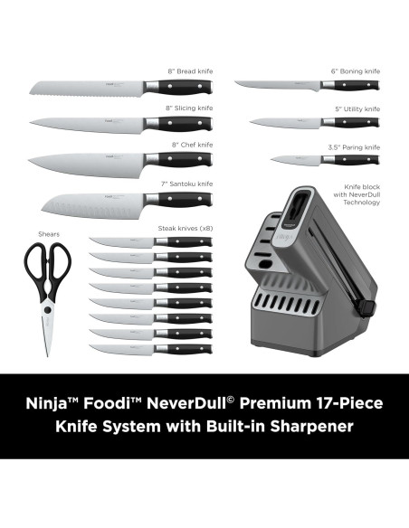 Juego de Cuchillos Ninja Foodi NeverDull 17 Piezas Negro