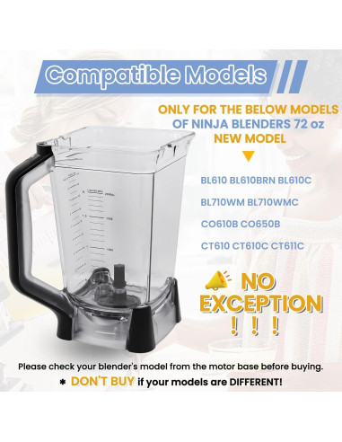Jarra de Reemplazo 2,07L WARDFYT para Ninja BL610 y más