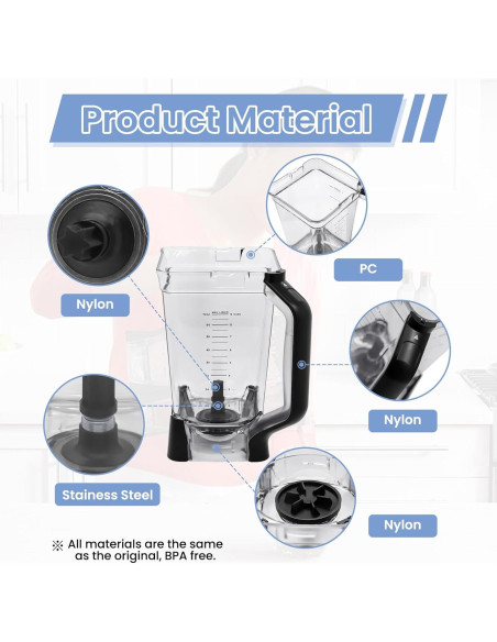 Jarra de Reemplazo 2,07L WARDFYT para Ninja BL610 y más