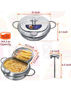 Olla de Freír Profunda KHTD 4.4L Acero Inoxidable con Tapa 2