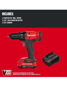 Taladro Atornillador Inalámbrico Craftsman V20 20V 1,27 cm 2