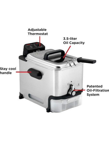 Freidora Profunda T-fal 3.5L Acero Inoxidable 1700W