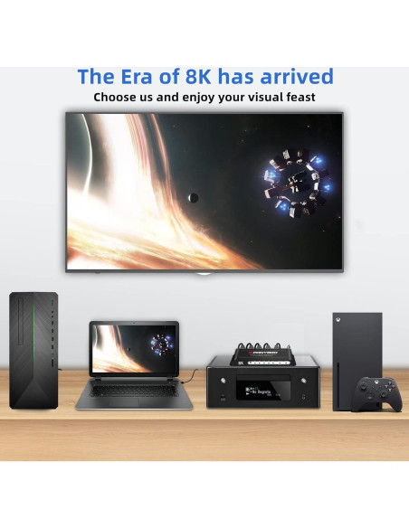 Conmutador HDMI 8K PONYBRO 4 Puertos 48Gbps Automático