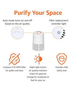 Purificador de Aire Amazon Basics AC2224A 3 Etapas 99 m 2