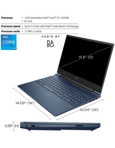 Laptop HP Victus 15.6" i5 RTX 3050 16GB 1TB FHD Azul