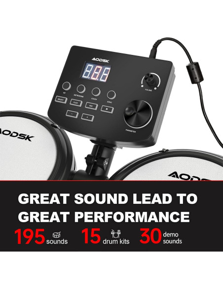 Batería Electrónica AODSK AED-403 con Pads de Malla