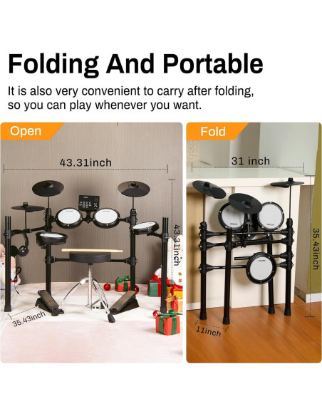 Batería Electrónica AODSK AED-403 con Pads de Malla