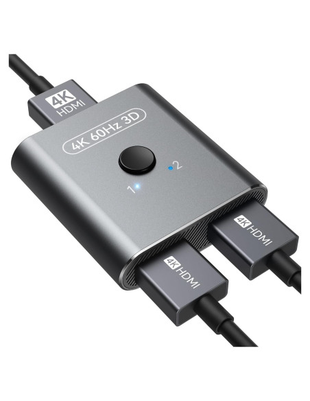 Interruptor HDMI 4K 60Hz Vilcome, Divisor Bidireccional 2 en 1