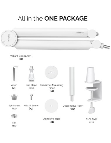 Brazo de Micrófono IXTECH Valiant White Ajustable 360