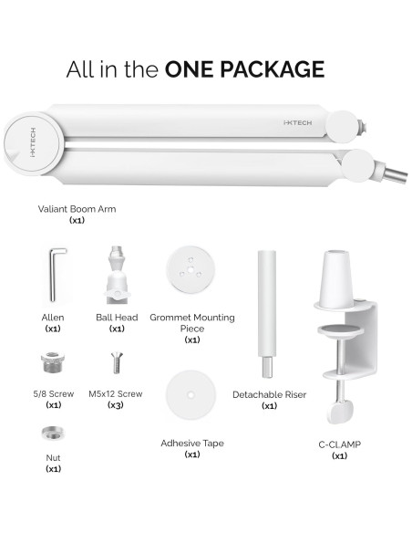 Brazo de Micrófono IXTECH Valiant White Ajustable 360