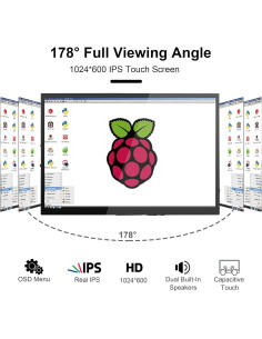 Monitor Táctil LCD 7" Wisecoco 1024x600 HDMI para Raspberry Pi 2