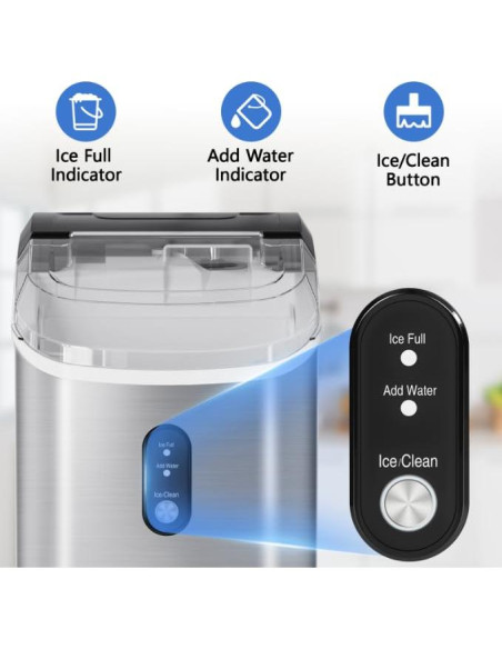 Máquina de Hielo Nugget Kndko 15.88 kg/día, Compacta y Silenciosa