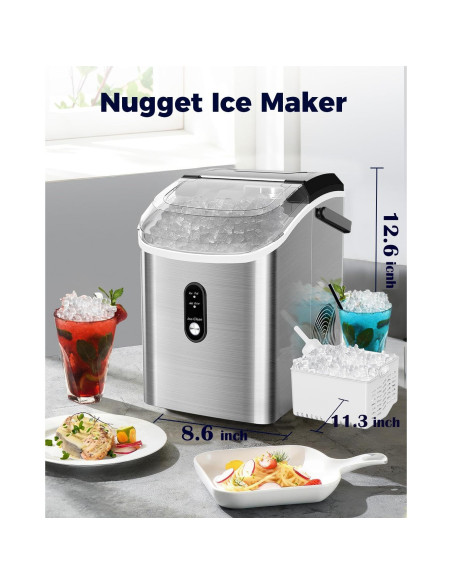 Máquina de Hielo Nugget Kndko 15.88 kg/día, Compacta y Silenciosa