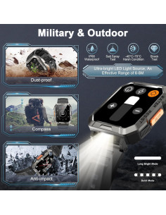 Reloj Inteligente Blackview W60 Militar con Linterna y 100 Días 2