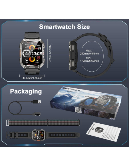 Reloj Inteligente Blackview W60 Militar con Linterna y 100 Días