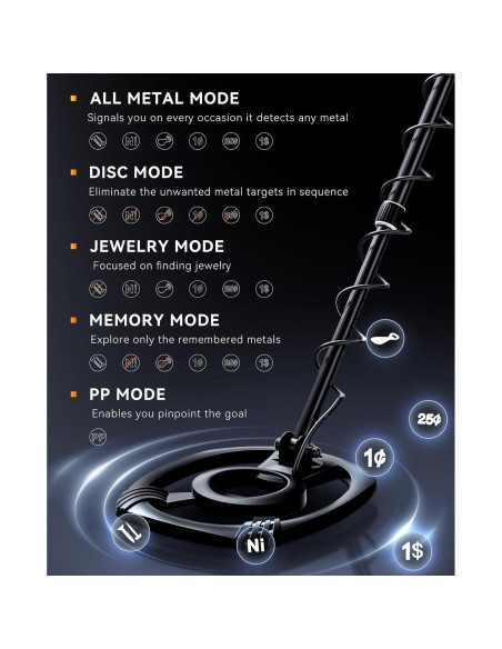 Detector de Metales SUNPOW Profesional - Bobina 30,48 cm