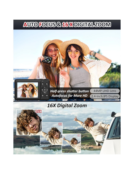 Cámara Digital LinSewsy DC065 44MP 4K Zoom 16X Compacta