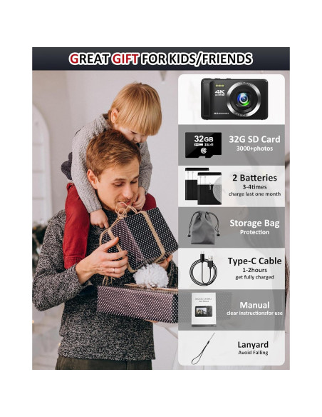 Cámara Digital LinSewsy DC065 44MP 4K Zoom 16X Compacta