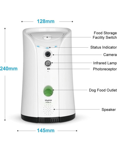 Dispensador de golosinas para perros SKYMEE con cámara Full HD