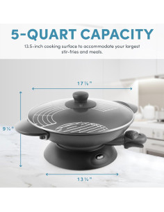 Wok Eléctrico Aroma Housewares AEW-307 5 Qt Antiadherente 2