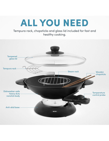 Wok Eléctrico Aroma Housewares AEW-307 5 Qt Antiadherente