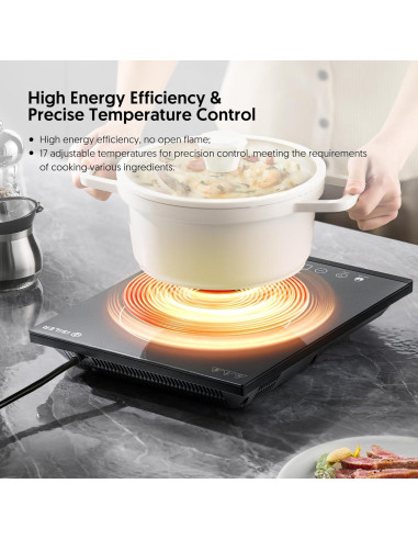 Placa de Inducción Portátil iSiLER 1800W 17cm Táctil