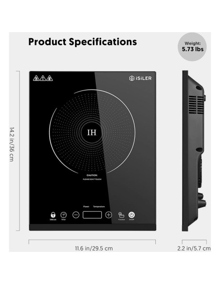 Placa de Inducción Portátil iSiLER 1800W 17cm Táctil