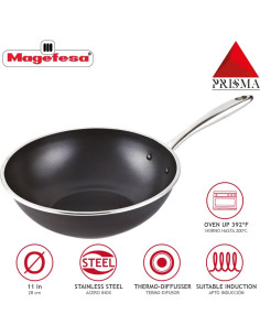 Wok MAGEFESA Prisma 27.94 cm Acero Inoxidable Antiadherente 2
