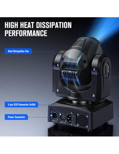 Luces de Cabeza Móvil U`King 50W 7 Colores DMX para Eventos