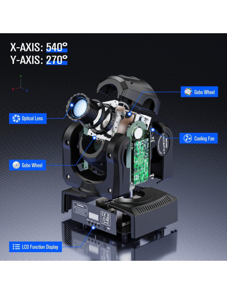 Luces de Cabeza Móvil U`King 50W 7 Colores DMX para Eventos