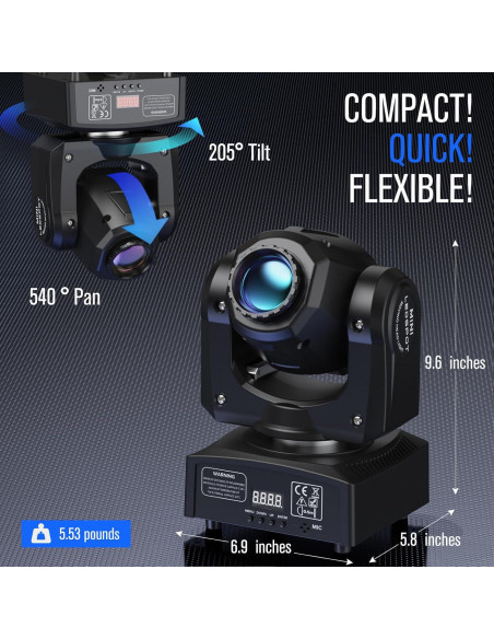 Luces de Cabeza Móvil U`King 50W 7 Colores DMX para Eventos