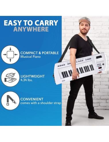 Piano Eléctrico Pyle PKBRD37WT 37 Teclas 200 Ritmos