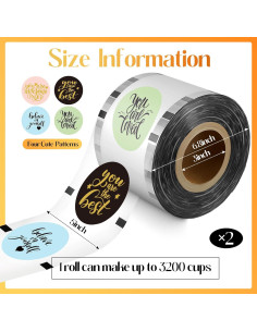 2 Rollos Película Selladora Tazas Henoyso 90-105 mm 2