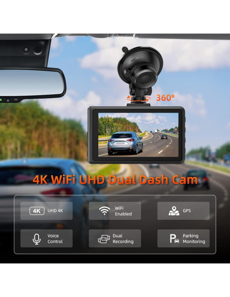 Cámara Dash SPADE 4K Delantera y Trasera WiFi GPS 64GB