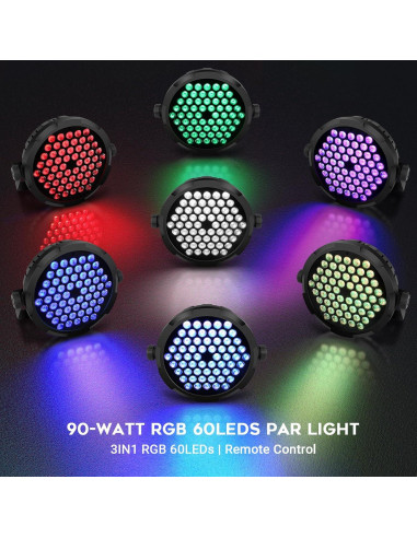 Luces Par RGB 90W 60LEDs OPPSK con Control Remoto y DMX
